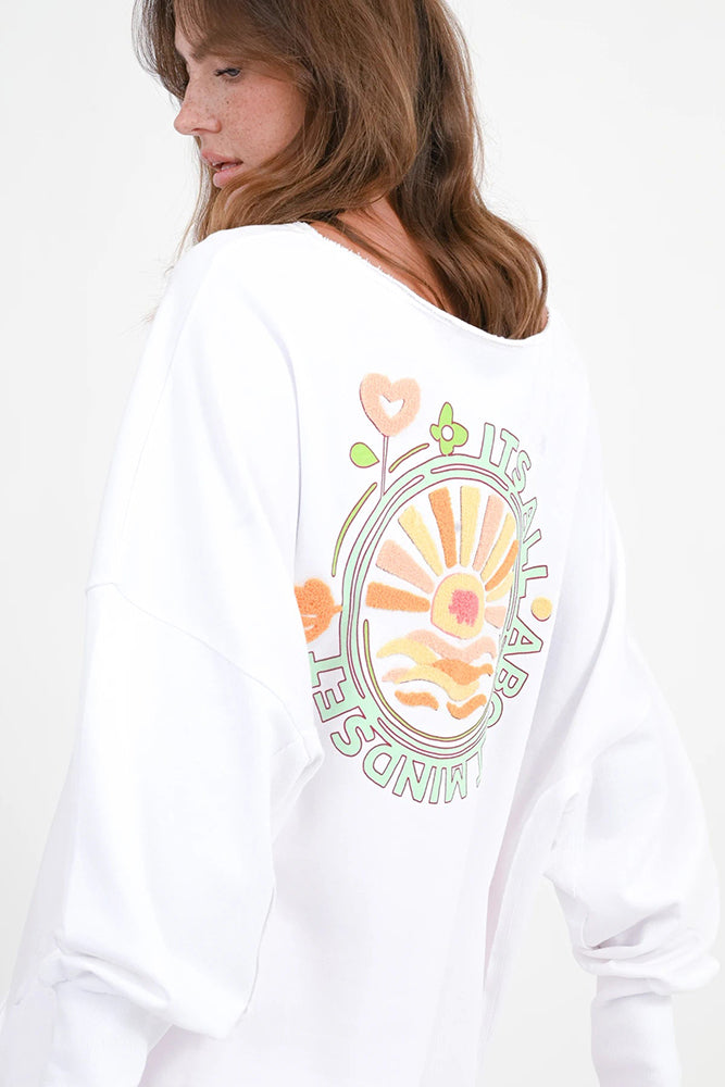 Love Joy Victory Sweatshirt Hilda Oversize Print Weiß Detail