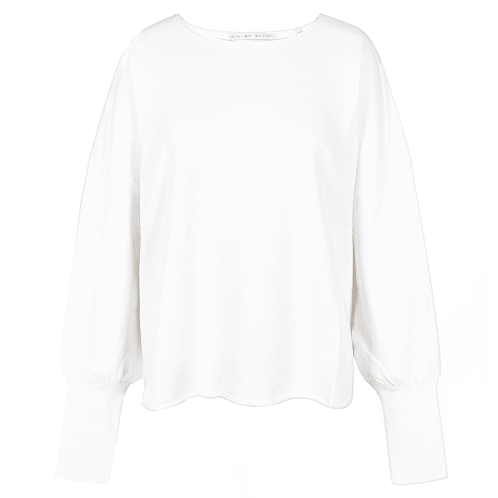 Love Joy Victory Sweatshirt Hilda Oversize Print Weiß Bio-Baumwolle