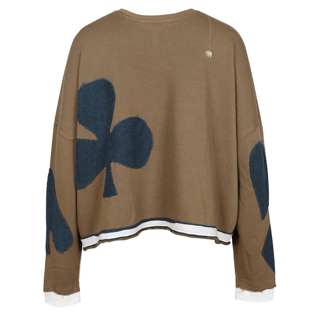 Love Joy Victory Sweatshirt Hopewell Oliv Pik-Herz-Karo-Kreuz Terry Patches 100% Bio-Baumwolle Relaxed-Fit