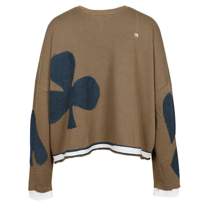 Love Joy Victory Sweatshirt Hopewell Oliv Pik-Herz-Karo-Kreuz Terry Patches 100% Bio-Baumwolle Relaxed-Fit