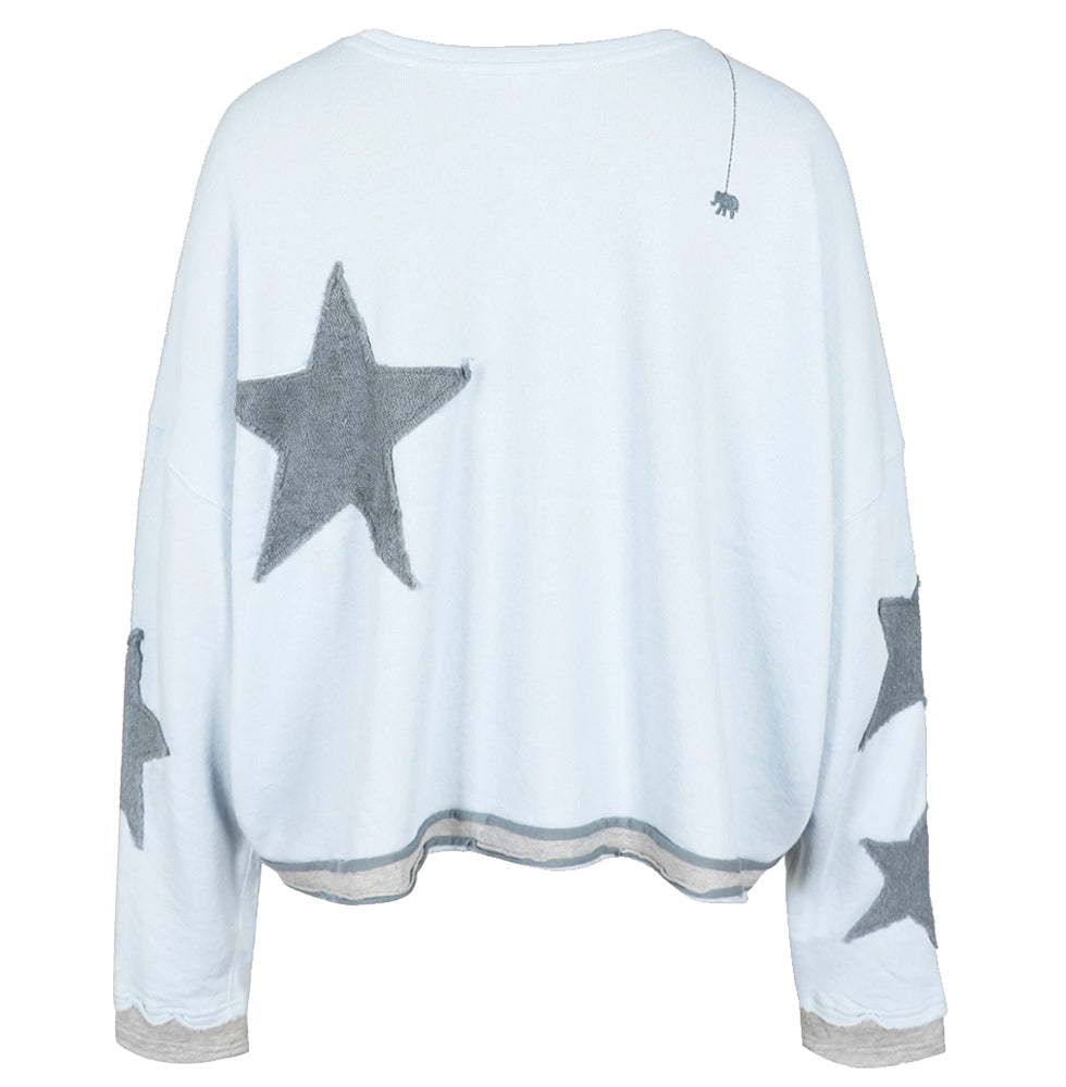 Love Joy Victory Sweatshirt Hopewell Stern-Patches Blue Ice Grau Bio-Baumwolle Rückseite