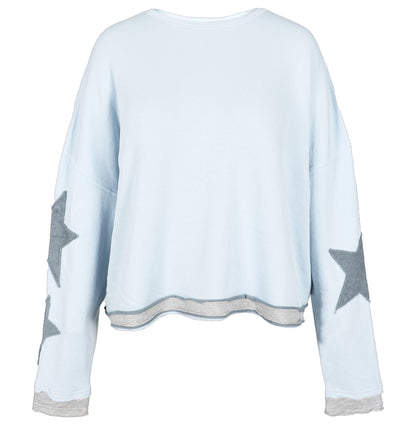 Love Joy Victory Sweatshirt Hopewell Stern-Patches Blue Ice Grau Bio-Baumwolle