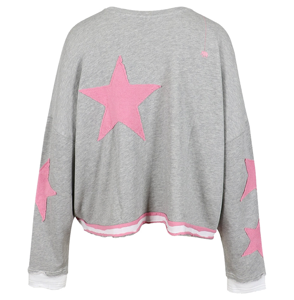 Love Joy Victory Sweatshirt Hopewell Stern-Patches Grau Pink Bio-Baumwolle
Rückseite