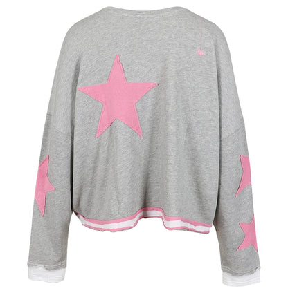 Love Joy Victory Sweatshirt Hopewell Stern-Patches Grau Pink Bio-Baumwolle
Rückseite