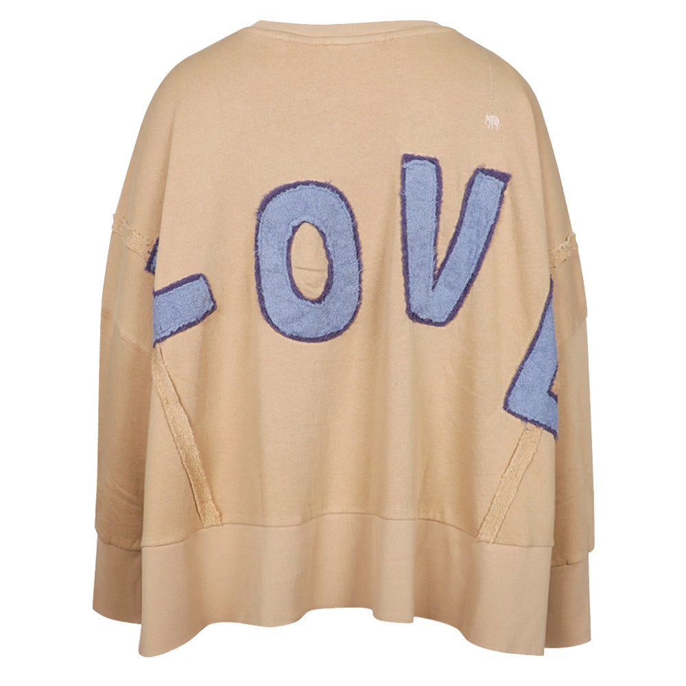 Love Joy Victory Sweatshirt Kriz Love Print Oversize Caramel 100% Bio-Baumwolle Rückseite