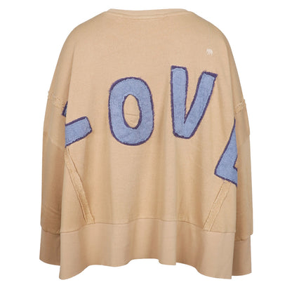 Love Joy Victory Sweatshirt Kriz Love Print Oversize Caramel 100% Bio-Baumwolle Rückseite