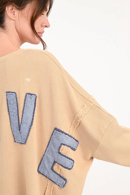 Love Joy Victory Sweatshirt Kriz Love Print Oversize Caramel 100% Bio-Baumwolle Detail