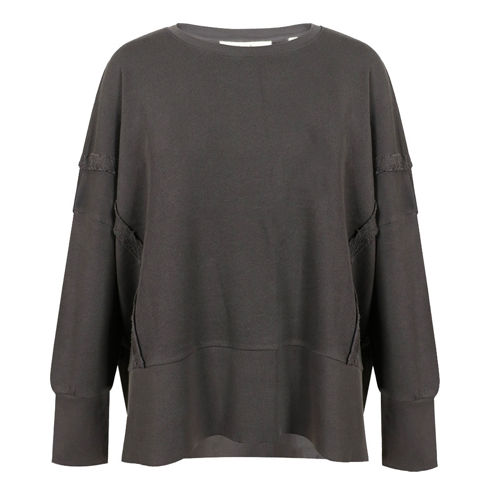 Love Joy Victory Sweatshirt Kriz Love Print Oversize Dolphin Anthrazit 100% Bio-Baumwolle
