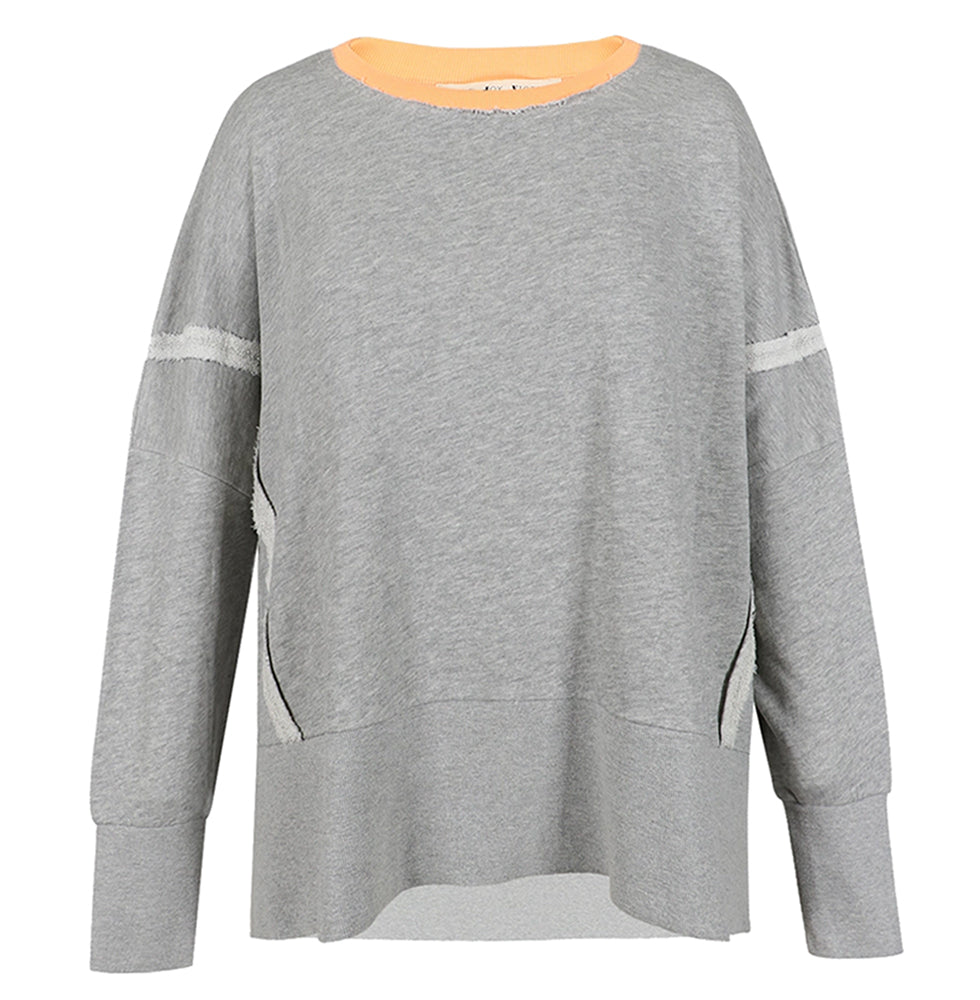 Love Joy Victory Sweatshirt Kriz Vibe Print Oversize Grau Grey 100% Bio-Baumwolle