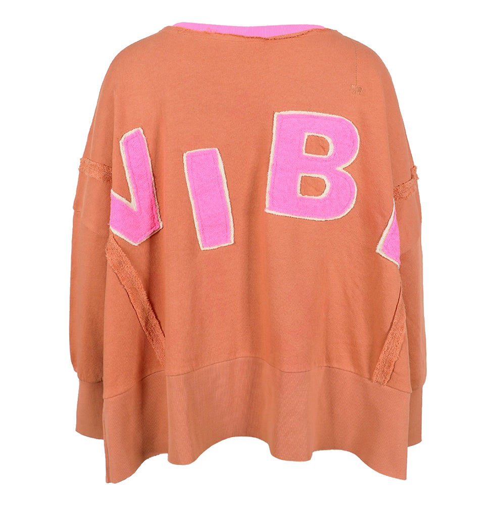 Love Joy Victory Sweatshirt Kriz Vibe Print Oversize Terracotta Coral Pink Rückseite