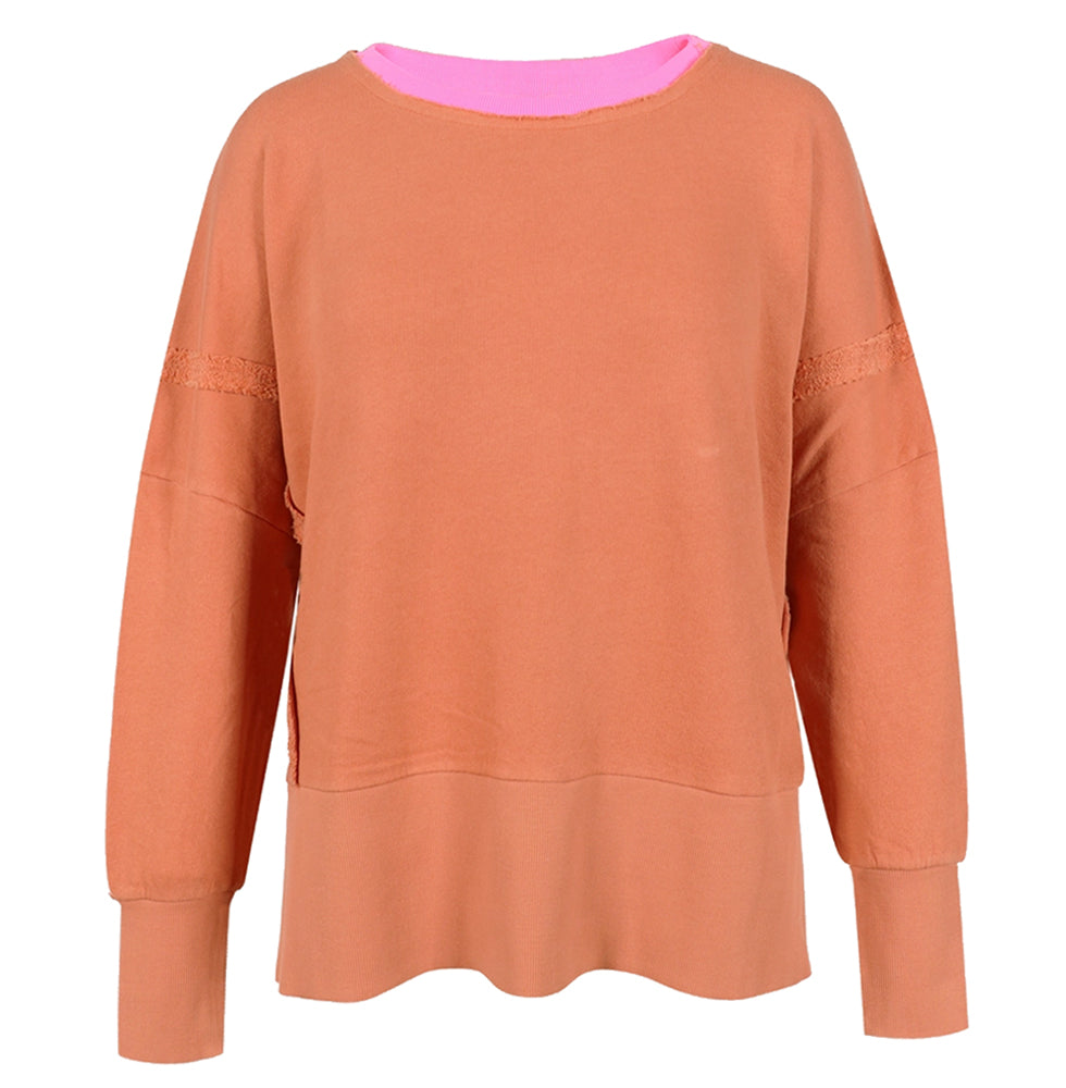 Love Joy Victory Sweatshirt Kriz Vibe Print Oversize Terracotta Coral Pink