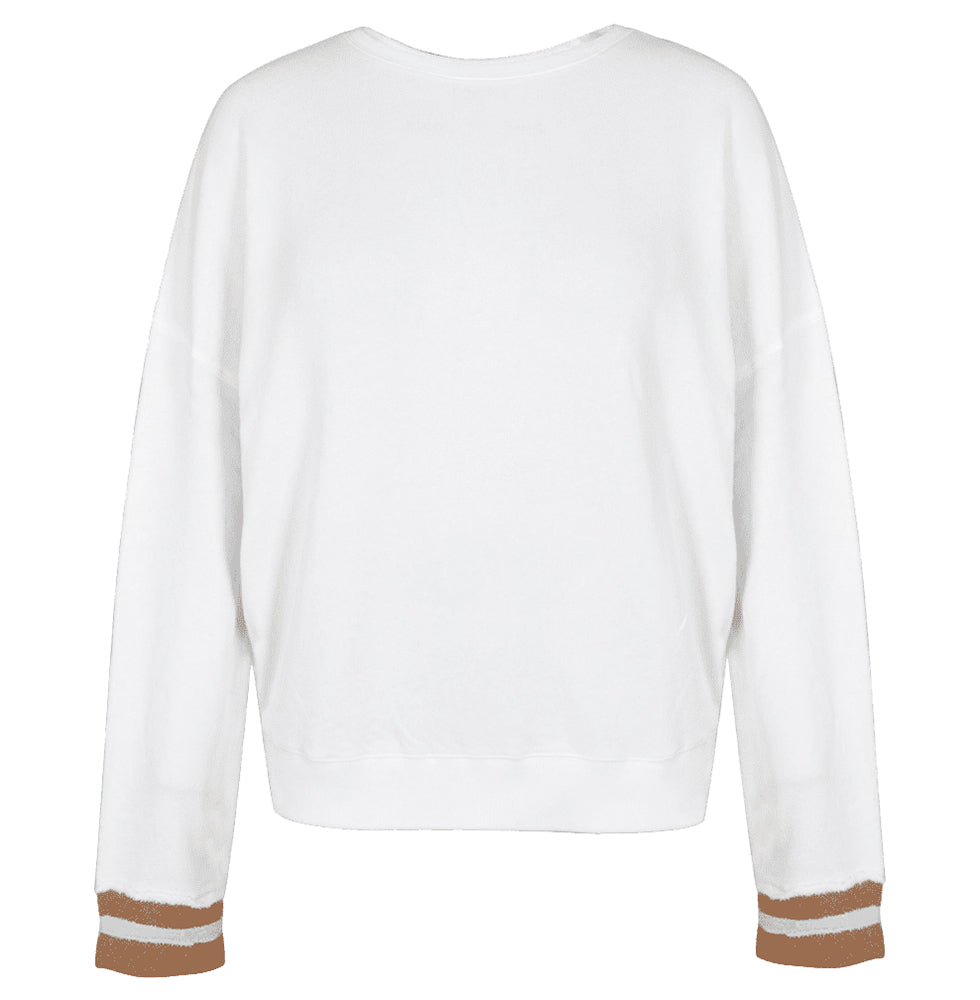 Love Joy Victory Sweatshirt Moa Stern-Patches Weiß Bio-Baumwolle