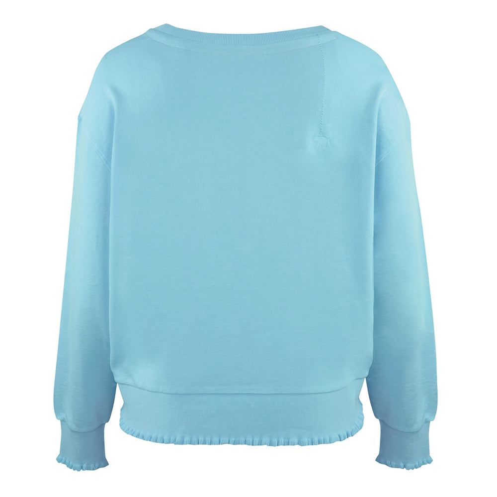 Love Joy Victory Sweatshirt Wellennaht Ruffles Rüschensaum Bio-Baumwolle Hellblau Clear Water Rückseite