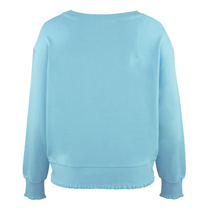 Love Joy Victory Sweatshirt Wellennaht Ruffles Rüschensaum Bio-Baumwolle Hellblau Clear Water Rückseite