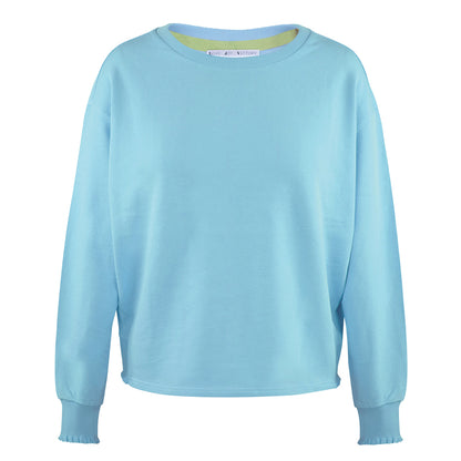 Love Joy Victory Sweatshirt Wellennaht Ruffles Rüschensaum Bio-Baumwolle Hellblau Clear Water