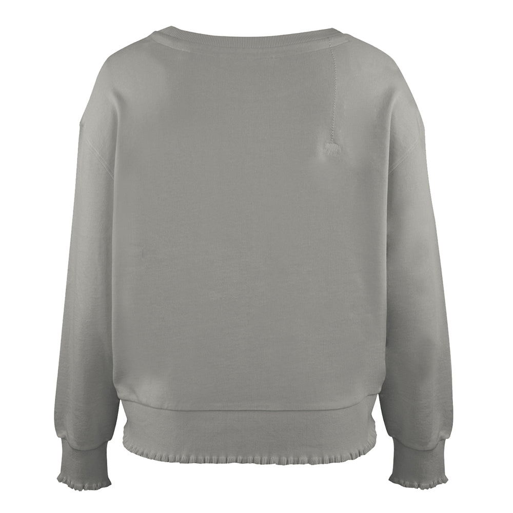 Love Joy Victory Sweatshirt Wellennaht Ruffles Rüschensaum Bio-Baumwolle Grau Rückseite