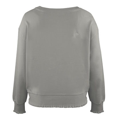Love Joy Victory Sweatshirt Wellennaht Ruffles Rüschensaum Bio-Baumwolle Grau Rückseite