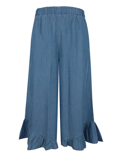 Love Joy Victory Weite Denim-Hose Gadena Tencel Boho-Chic Rüschen-Details 