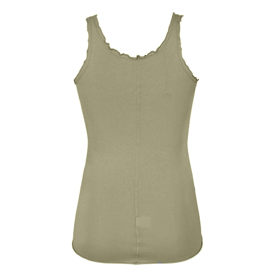 Love Joy Victory Top Lora Wellennaht Rüschen-Details Bio-Baumwolle Modal-Mix Khaki Articho Rückseite