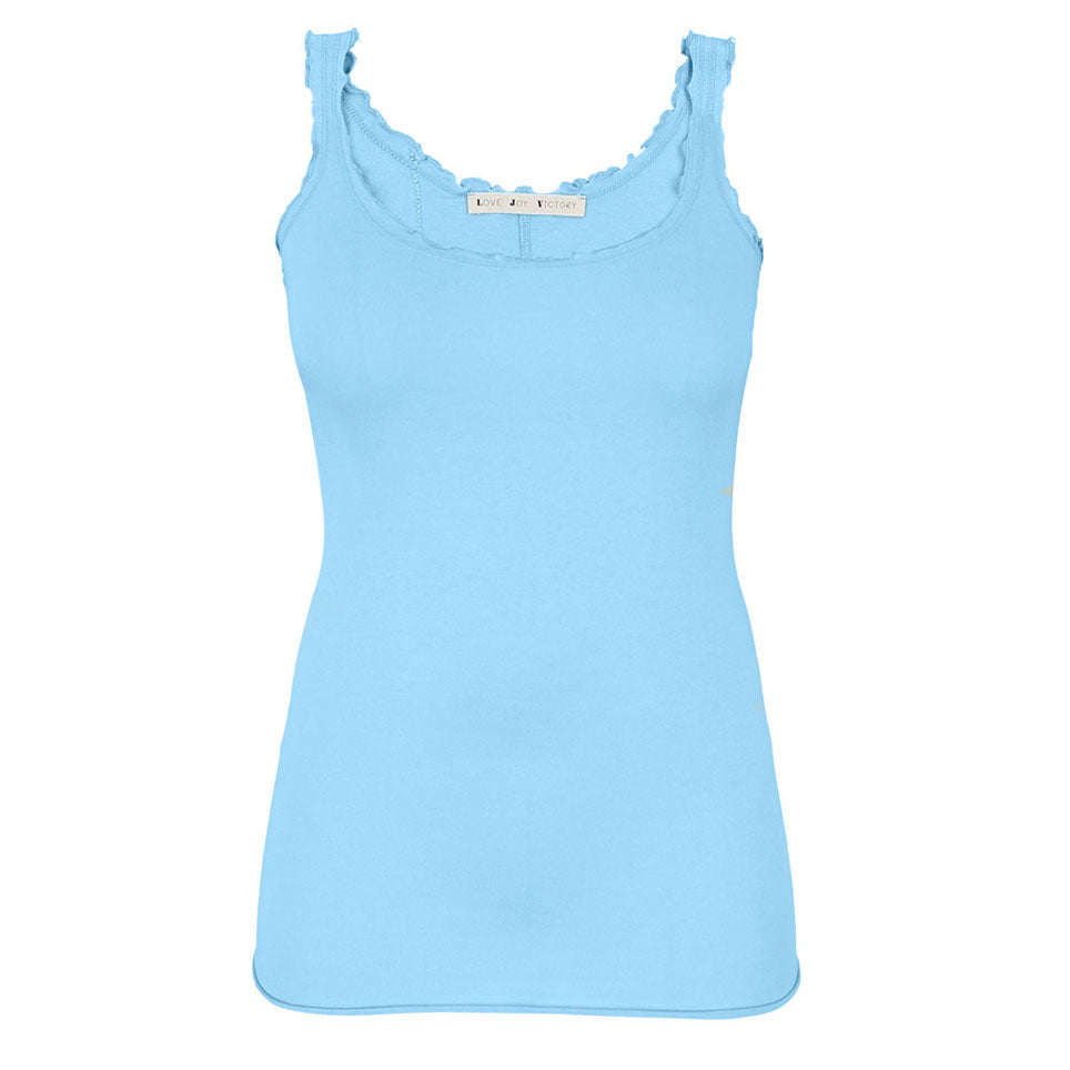 Love Joy Victory Top Lora Wellennaht Rüschen-Details Bio-Baumwolle Modal-Mix Clear Water Hellblau