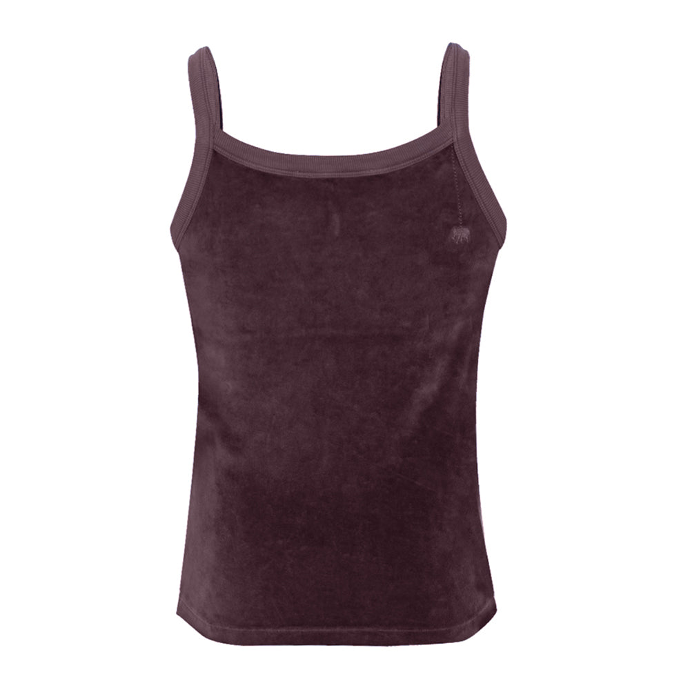 Love Joy Victory Top Shady Terry Velvet-Stoff Samt-Haptik 100% Bio-Baumwolle Eggplant Aubergine Rückseite