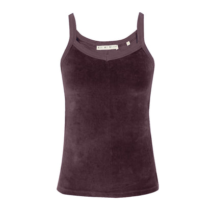 Love Joy Victory Top Shady Terry Velvet-Stoff Samt-Haptik 100% Bio-Baumwolle Eggplant Aubergine
