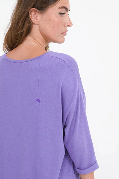 Love Joy Victory T-Shirt Mola Organic Cotton Modal Lila Irisblue Detail
