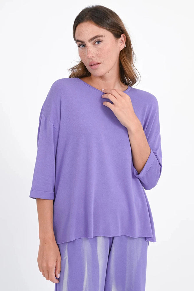 Love Joy Victory T-Shirt Mola Organic Cotton Modal Lila Irisblue Model