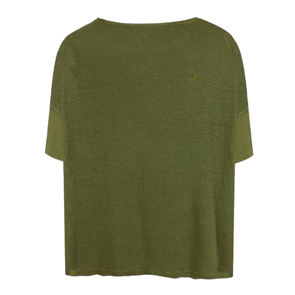 Love Joy Victory T-Shirt Papu Leinen-Lyocell-Mix Oversize Khaki Rückseite