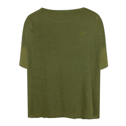 Love Joy Victory T-Shirt Papu Leinen-Lyocell-Mix Oversize Khaki Rückseite