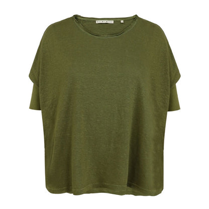 Love Joy Victory T-Shirt Papu Leinen-Lyocell-Mix Oversize Khaki