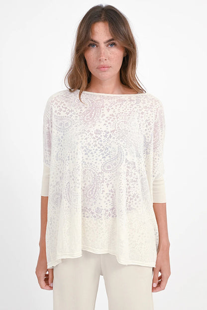 Love Joy Victory T-Shirt Papu Paisley-Muster Transparent Oversize Bio-Baumwolle Beige Model 2