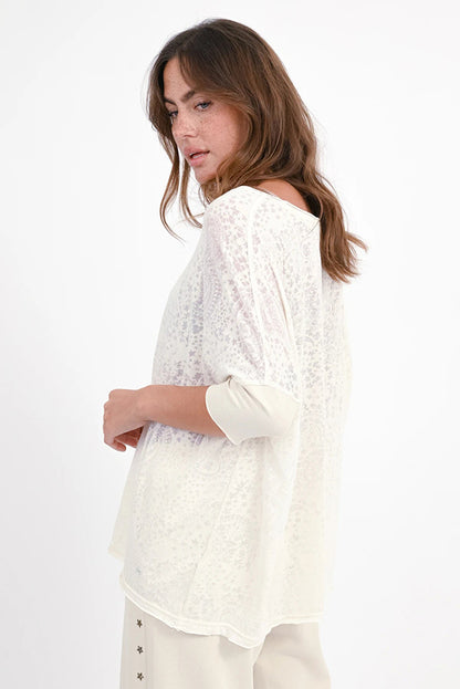 Love Joy Victory T-Shirt Papu Paisley-Muster Transparent Oversize Bio-Baumwolle Beige Model 3
