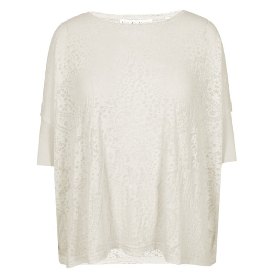 Love Joy Victory T-Shirt Papu Paisley-Muster Transparent Oversize Bio-Baumwolle Beige