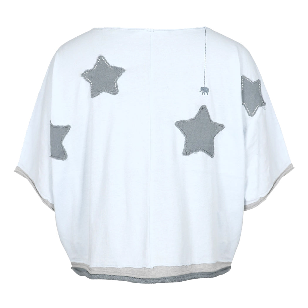Love Joy Victory T-Shirt Rumbia Stern-Patches Blue Ice Grau Bio-Baumwolle Rückseite