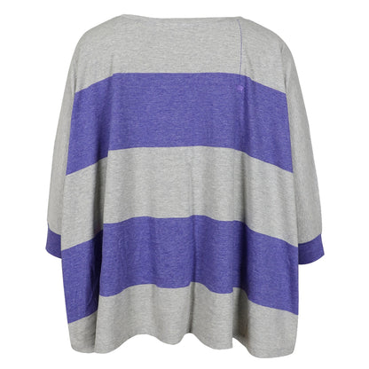 Love Joy Victory T-Shirt Streifen Birney Oversize Lila Grau Bio-Baumwolle Rückseite