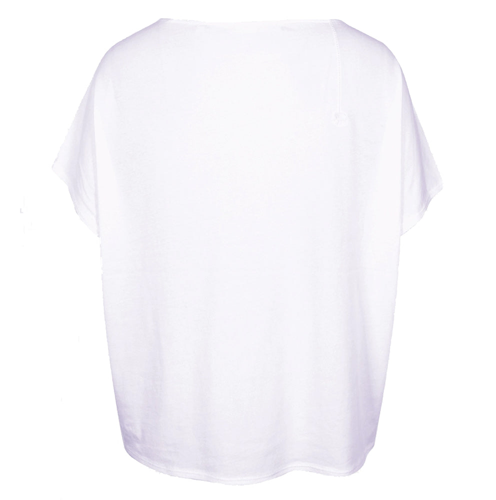 Love Joy Victory T-Shirt Yara Print Oversize Weiß Bio-Baumwolle Rückseite