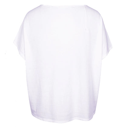 Love Joy Victory T-Shirt Yara Print Oversize Weiß Bio-Baumwolle Rückseite