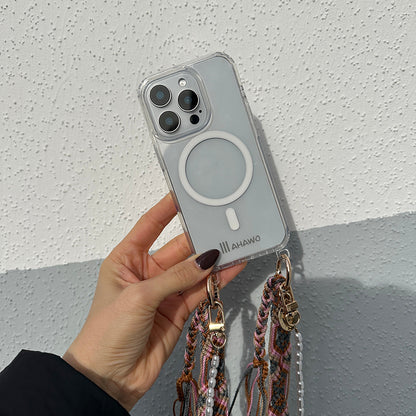 Mahawo Handyhülle Clear MagSafe Transparent Handyketten Abnehmbare Ösen