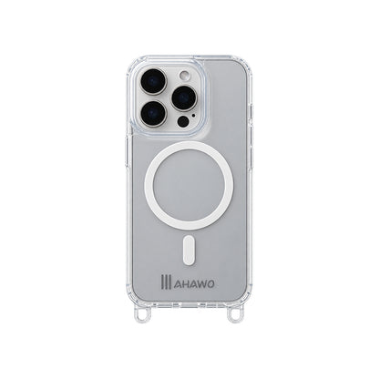 Mahawo Handyhülle Clear MagSafe iPhone 16 Pro Transparent Abnehmbare Ösen Logo
