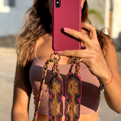 Mahawo lange Handykette Pocahontas Vibe mit Quasten Handgeknüpftes Unikat Mexiko Model