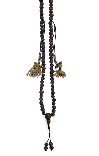 Mala-Kette Bodhi-Samen-Perlen Dunkelbraun 9 mm Quasten 84 cm Lang