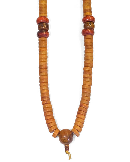 Mala-Kette Boho Bone-Perlen Resin Howlith Cognac Braun Rot 82 cm Lang