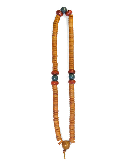 Mala-Kette Boho Bone-Perlen Harz Howlith Cognac Türkis Rot 82 cm Lang