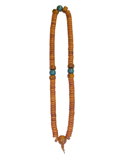 Mala-Kette Boho Bone-Perlen Resin Howlith Cognac Türkis 82 cm Lang