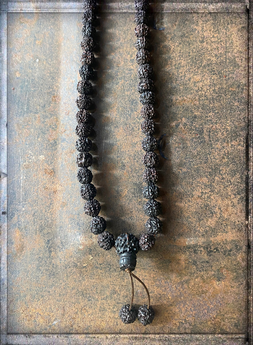 Mala-Kette Rudraksha-Perlen Dunkelbraun 9 mm 90 cm Unisex