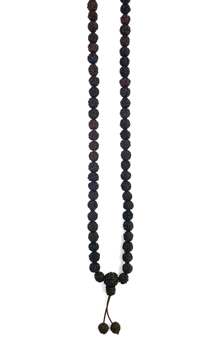 Mala-Kette Rudraksha-Perlen Dunkelbraun 9 mm 90 cm Lang Unisex