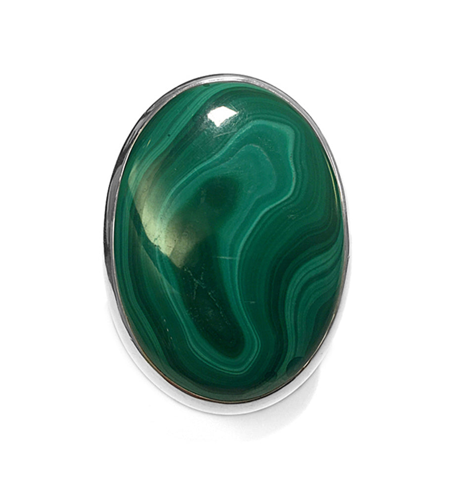 Malachit-Ring Unikat Gross Oval Sterling Silber Größenverstellbar