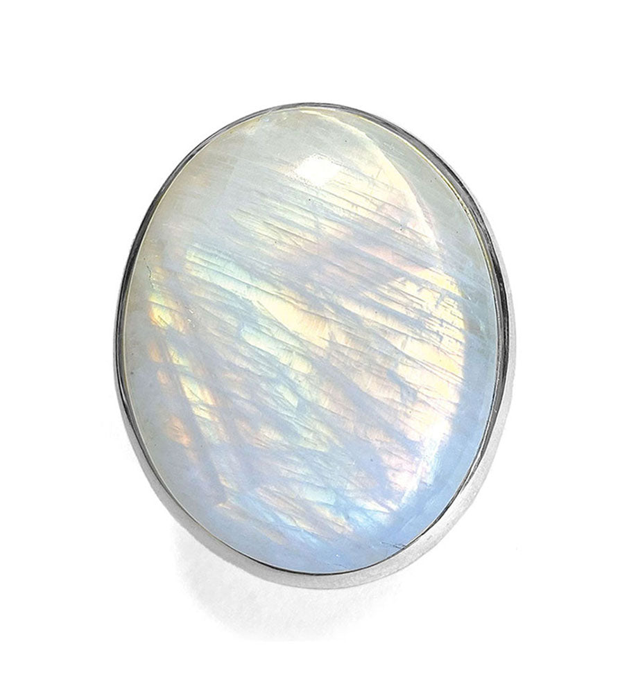 Mondstein-Ring Groß 925 Sterling Silber Unikat Größenverstellbar