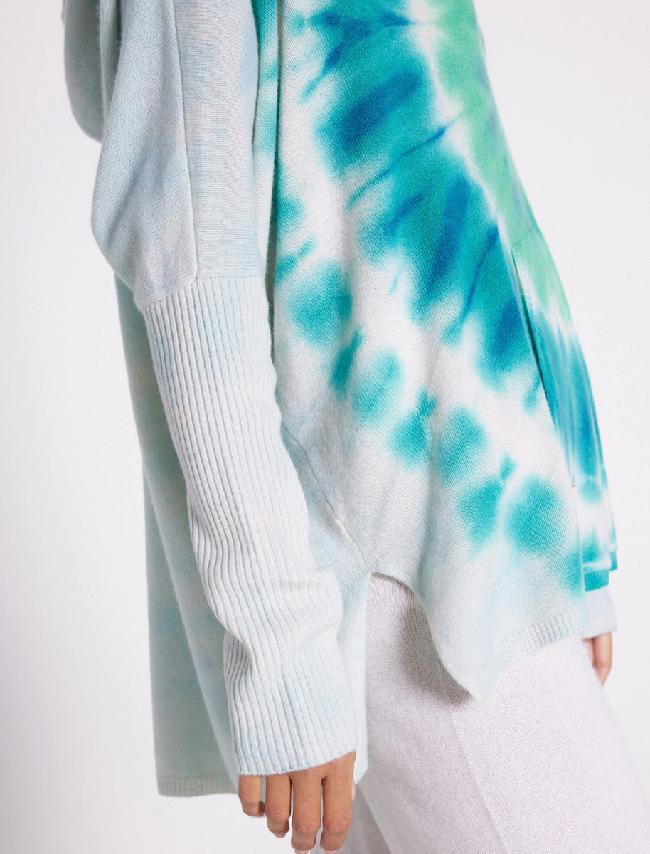 Notshy Batik-Hoodie Kaschmir Canyon Tie & Dye Hellblau Türkis Detail